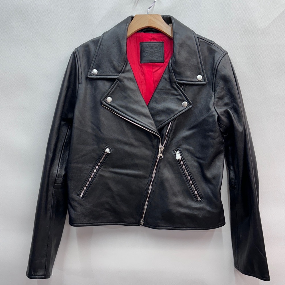 Levi's Sheep Black Leather Motorcycle Jacket Sz M NWOT